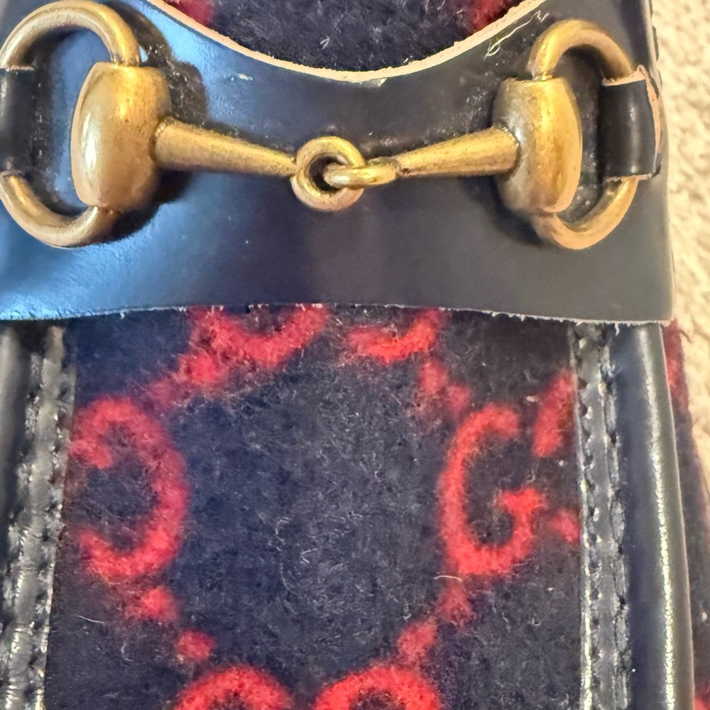 Gucci Loafers in Deep Blue and Red with Gold Detail - Picture 7 of 7